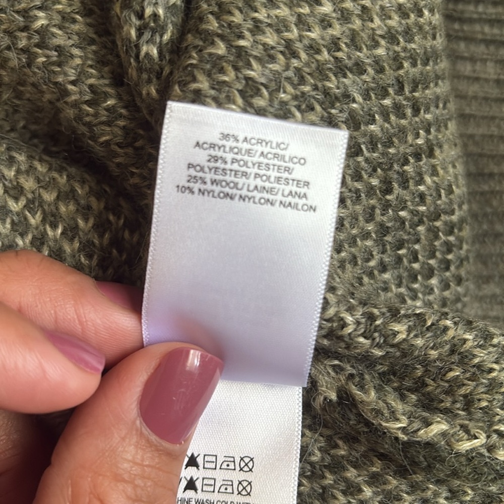 Lucky Brand Camouflage Cardigan Sweater Small Green Button Up Soft Wool Blend - Picture 11 of 12